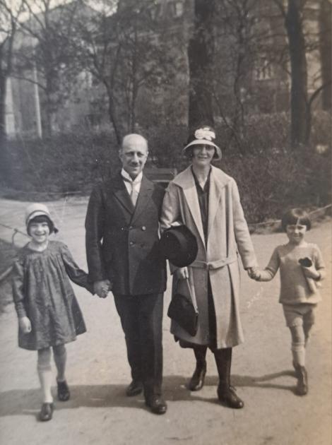With his parents and sister, Frankfurt Germany 1930
