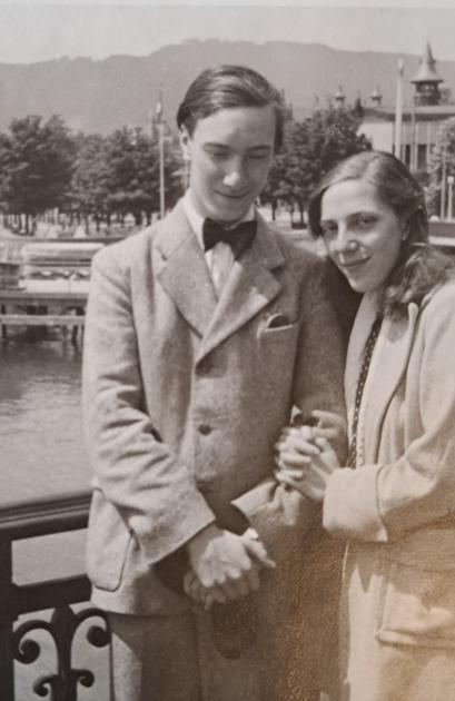 With his sister Lola in Zurich, Switzerland