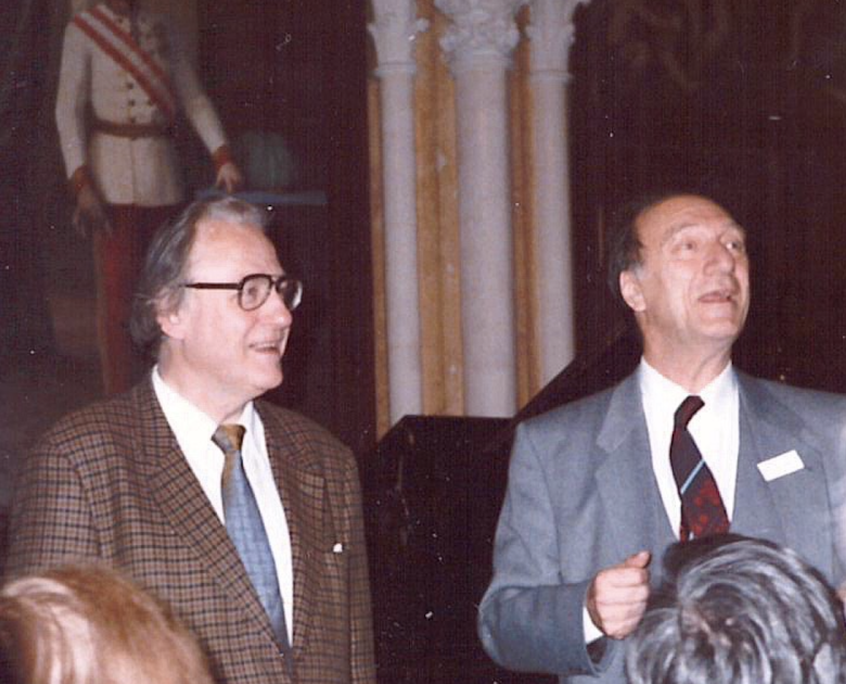 Jörg Demus-during a conference in Graz, Austria 1985