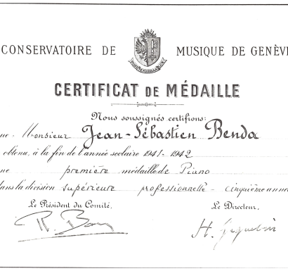 Medal of Studies Certificate 1942