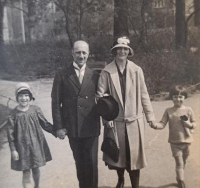 With his parents and sister, Frankfurt Germany 1930