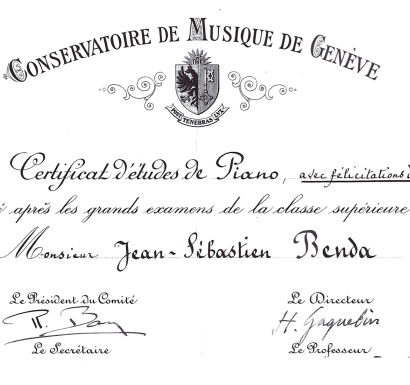 Certificate of Piano Studies