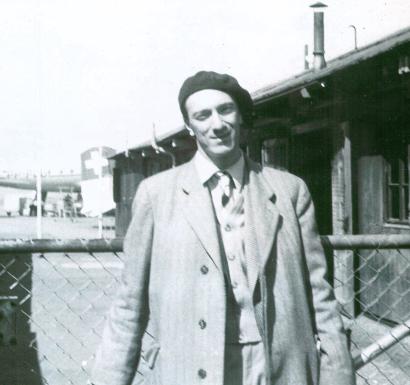 Sebastian Benda at Zurich airoport leaving to Brazil, 1952