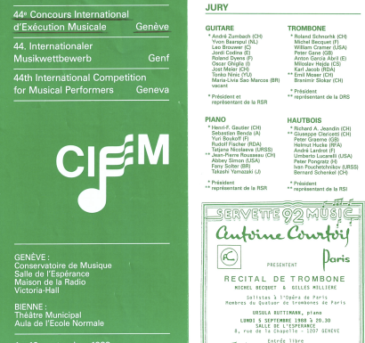 Jury at the 44th International Competition for Musical Performers, Geneva 1988