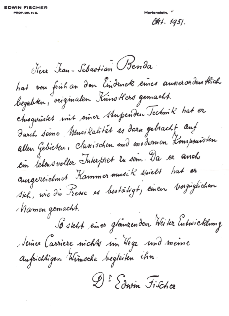 Letter/ carta E. Fischer 1951
