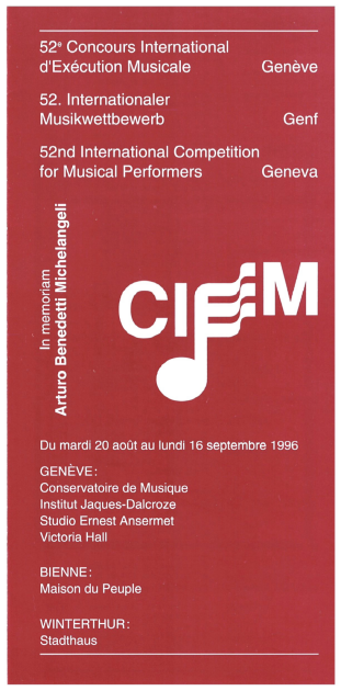 Jury at the 52nd International Competition for Musical Performers - Geneva Switzerland 1996