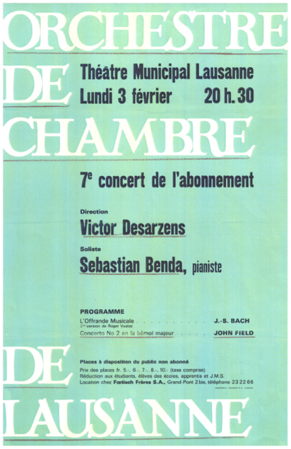 Orchestre de Chambre de Lausanne 1969